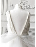 Ivory V Back Floor Length Flower Girl Dress